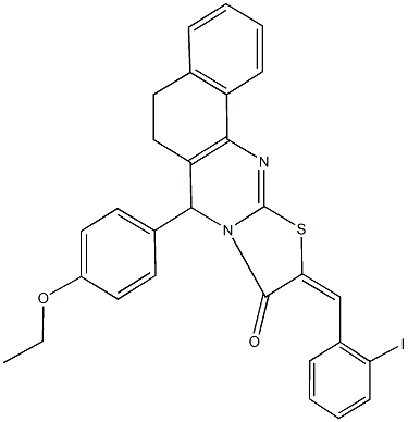 7-(4-ethoxyphenyl)-10-(2-iodobenzylidene)-5,7-dihydro-6H-benzo[h][1,3]thiazolo[2,3-b]quinazolin-9(10H)-one Structure