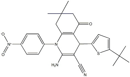 2-amino-4-(5-tert-butyl-2-thienyl)-1-{4-nitrophenyl}-7,7-dimethyl-5-oxo-1,4,5,6,7,8-hexahydro-3-quinolinecarbonitrile 구조식 이미지