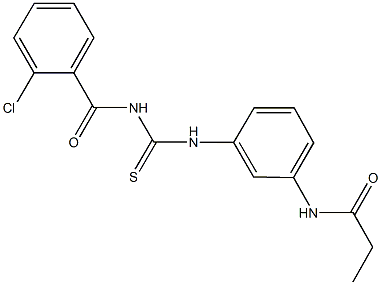 N-[3-({[(2-chlorobenzoyl)amino]carbothioyl}amino)phenyl]propanamide 구조식 이미지