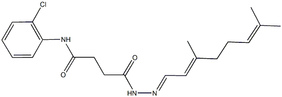 N-(2-chlorophenyl)-4-[2-(3,7-dimethylocta-2,6-dienylidene)hydrazino]-4-oxobutanamide 구조식 이미지