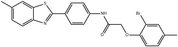 2-(2-bromo-4-methylphenoxy)-N-[4-(6-methyl-1,3-benzothiazol-2-yl)phenyl]acetamide Structure