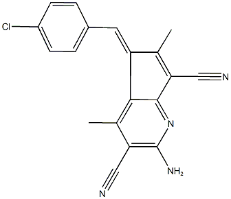 2-amino-5-(4-chlorobenzylidene)-4,6-dimethyl-5H-cyclopenta[b]pyridine-3,7-dicarbonitrile 구조식 이미지