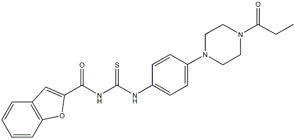 N-(1-benzofuran-2-ylcarbonyl)-N'-[4-(4-propionyl-1-piperazinyl)phenyl]thiourea 구조식 이미지