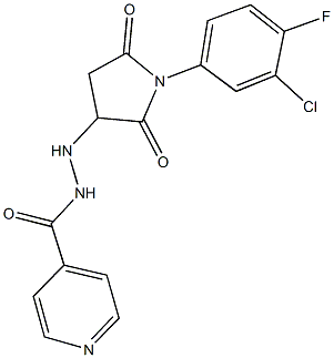 N'-[1-(3-chloro-4-fluorophenyl)-2,5-dioxo-3-pyrrolidinyl]isonicotinohydrazide 구조식 이미지