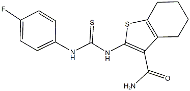 2-{[(4-fluoroanilino)carbothioyl]amino}-4,5,6,7-tetrahydro-1-benzothiophene-3-carboxamide 구조식 이미지