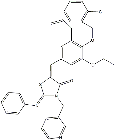 5-{3-allyl-4-[(2-chlorobenzyl)oxy]-5-ethoxybenzylidene}-2-(phenylimino)-3-(pyridin-3-ylmethyl)-1,3-thiazolidin-4-one Structure