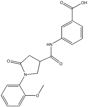 3-({[1-(2-methoxyphenyl)-5-oxo-3-pyrrolidinyl]carbonyl}amino)benzoic acid Structure