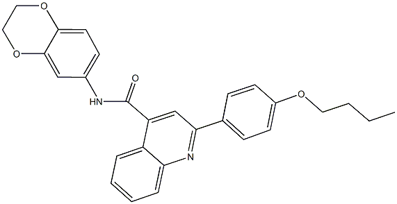 2-(4-butoxyphenyl)-N-(2,3-dihydro-1,4-benzodioxin-6-yl)-4-quinolinecarboxamide 구조식 이미지