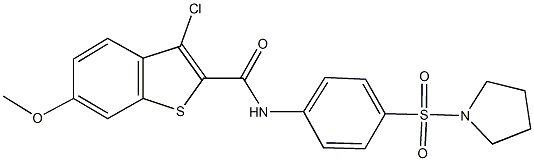3-chloro-6-methoxy-N-[4-(pyrrolidin-1-ylsulfonyl)phenyl]-1-benzothiophene-2-carboxamide Structure
