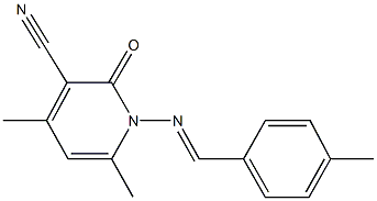 4,6-dimethyl-1-[(4-methylbenzylidene)amino]-2-oxo-1,2-dihydropyridine-3-carbonitrile 구조식 이미지