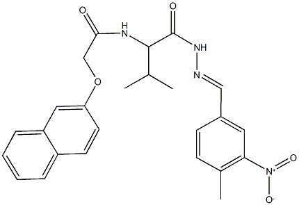 N-{1-[(2-{3-nitro-4-methylbenzylidene}hydrazino)carbonyl]-2-methylpropyl}-2-(2-naphthyloxy)acetamide Structure