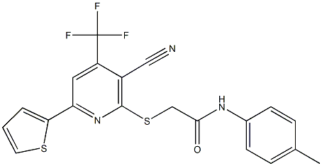 2-{[3-cyano-6-thien-2-yl-4-(trifluoromethyl)pyridin-2-yl]sulfanyl}-N-(4-methylphenyl)acetamide Structure
