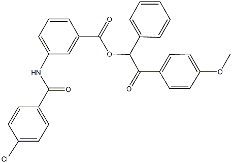 2-(4-methoxyphenyl)-2-oxo-1-phenylethyl 3-[(4-chlorobenzoyl)amino]benzoate Structure