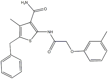 5-benzyl-4-methyl-2-{[(3-methylphenoxy)acetyl]amino}thiophene-3-carboxamide 구조식 이미지