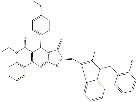 ethyl 2-{[1-(2-chlorobenzyl)-2-methyl-1H-indol-3-yl]methylene}-5-[4-(methylsulfanyl)phenyl]-3-oxo-7-phenyl-2,3-dihydro-5H-[1,3]thiazolo[3,2-a]pyrimidine-6-carboxylate Structure