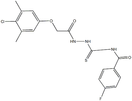 N-({2-[(4-chloro-3,5-dimethylphenoxy)acetyl]hydrazino}carbothioyl)-4-fluorobenzamide 구조식 이미지