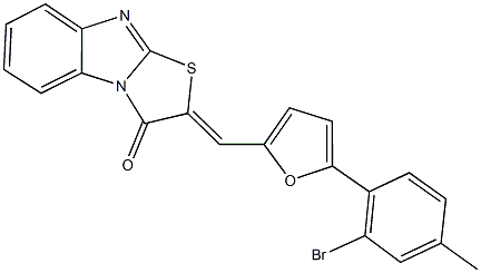 2-{[5-(2-bromo-4-methylphenyl)-2-furyl]methylene}[1,3]thiazolo[3,2-a]benzimidazol-3(2H)-one 구조식 이미지