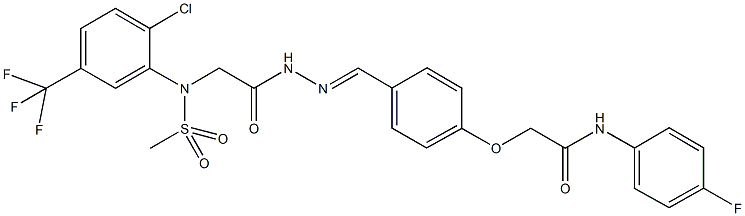 2-[4-(2-{[2-chloro(methylsulfonyl)-5-(trifluoromethyl)anilino]acetyl}carbohydrazonoyl)phenoxy]-N-(4-fluorophenyl)acetamide 구조식 이미지