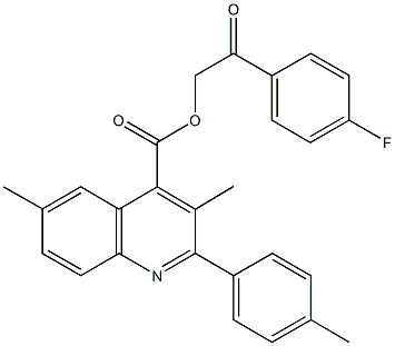 2-(4-fluorophenyl)-2-oxoethyl 3,6-dimethyl-2-(4-methylphenyl)-4-quinolinecarboxylate 구조식 이미지