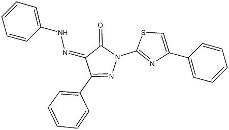 3-phenyl-1-(4-phenyl-1,3-thiazol-2-yl)-1H-pyrazole-4,5-dione 4-(phenylhydrazone) Structure