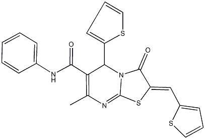 7-methyl-3-oxo-N-phenyl-5-(2-thienyl)-2-(2-thienylmethylene)-2,3-dihydro-5H-[1,3]thiazolo[3,2-a]pyrimidine-6-carboxamide 구조식 이미지