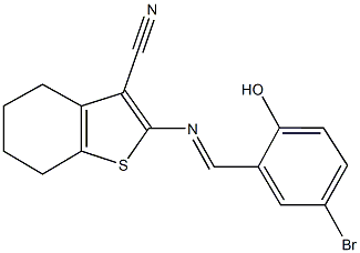 2-[(5-bromo-2-hydroxybenzylidene)amino]-4,5,6,7-tetrahydro-1-benzothiophene-3-carbonitrile Structure