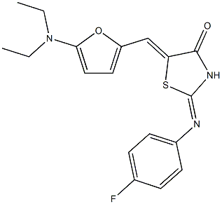 5-{[5-(diethylamino)-2-furyl]methylene}-2-[(4-fluorophenyl)imino]-1,3-thiazolidin-4-one Structure