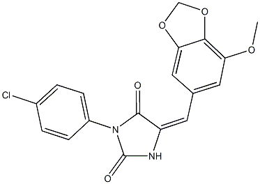 3-(4-chlorophenyl)-5-[(7-methoxy-1,3-benzodioxol-5-yl)methylene]-2,4-imidazolidinedione 구조식 이미지