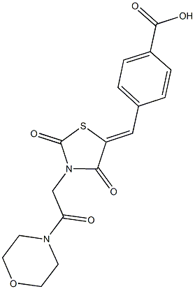 4-({3-[2-(4-morpholinyl)-2-oxoethyl]-2,4-dioxo-1,3-thiazolidin-5-ylidene}methyl)benzoic acid Structure