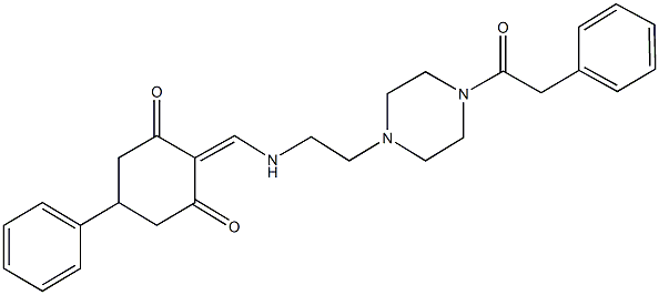 5-phenyl-2-[({2-[4-(phenylacetyl)-1-piperazinyl]ethyl}amino)methylene]-1,3-cyclohexanedione 구조식 이미지