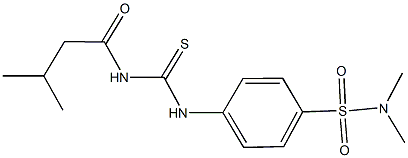 N,N-dimethyl-4-({[(3-methylbutanoyl)amino]carbothioyl}amino)benzenesulfonamide 구조식 이미지