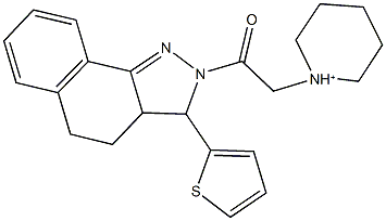 1-{2-oxo-2-[3-(2-thienyl)-3,3a,4,5-tetrahydro-2H-benzo[g]indazol-2-yl]ethyl}piperidinium 구조식 이미지