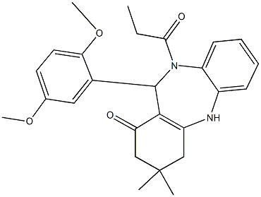 11-(2,5-dimethoxyphenyl)-3,3-dimethyl-10-propionyl-2,3,4,5,10,11-hexahydro-1H-dibenzo[b,e][1,4]diazepin-1-one Structure