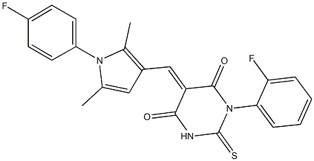 1-(2-fluorophenyl)-5-{[1-(4-fluorophenyl)-2,5-dimethyl-1H-pyrrol-3-yl]methylene}-2-thioxodihydro-4,6(1H,5H)-pyrimidinedione Structure
