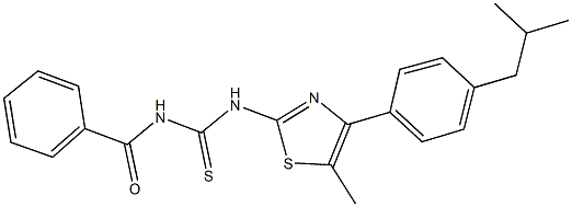 N-benzoyl-N'-[4-(4-isobutylphenyl)-5-methyl-1,3-thiazol-2-yl]thiourea 구조식 이미지