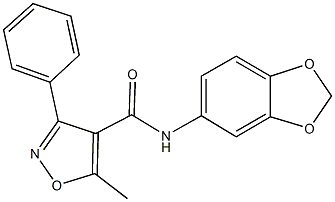N-(1,3-benzodioxol-5-yl)-5-methyl-3-phenyl-4-isoxazolecarboxamide 구조식 이미지