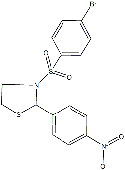 3-[(4-bromophenyl)sulfonyl]-2-{4-nitrophenyl}-1,3-thiazolidine 구조식 이미지
