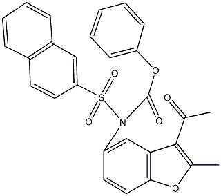 phenyl 3-acetyl-2-methyl-1-benzofuran-5-yl(2-naphthylsulfonyl)carbamate 구조식 이미지