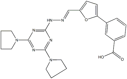 3-(5-{2-[4,6-di(1-pyrrolidinyl)-1,3,5-triazin-2-yl]carbohydrazonoyl}-2-furyl)benzoic acid 구조식 이미지