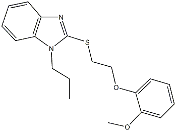 2-{[2-(2-methoxyphenoxy)ethyl]sulfanyl}-1-propyl-1H-benzimidazole 구조식 이미지