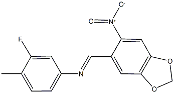 3-fluoro-4-methyl-N-[(6-nitro-1,3-benzodioxol-5-yl)methylene]aniline 구조식 이미지