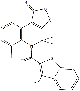 5-[(3-chloro-1-benzothien-2-yl)carbonyl]-4,4,6-trimethyl-4,5-dihydro-1H-[1,2]dithiolo[3,4-c]quinoline-1-thione Structure