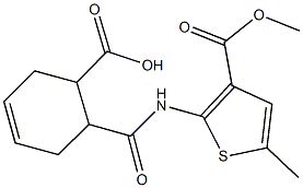 6-({[3-(methoxycarbonyl)-5-methylthien-2-yl]amino}carbonyl)cyclohex-3-ene-1-carboxylic acid Structure