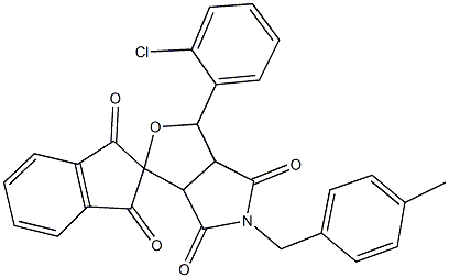 5-(4-methylbenzyl)-1-(2-chlorophenyl)-3a,6a-dihydrosprio[1H-furo[3,4-c]pyrrole-3,2'-(1'H)-indene]-1',3',4,6(2'H,3H,5H)-tetrone Structure