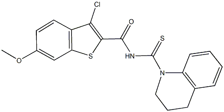 3-chloro-N-[3,4-dihydro-1(2H)-quinolinylcarbothioyl]-6-methoxy-1-benzothiophene-2-carboxamide 구조식 이미지