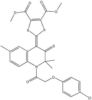 dimethyl 2-(1-[(4-chlorophenoxy)acetyl]-2,2,6-trimethyl-3-thioxo-2,3-dihydro-4(1H)-quinolinylidene)-1,3-dithiole-4,5-dicarboxylate 구조식 이미지