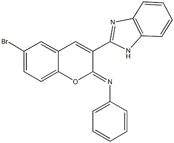 N-[3-(1H-benzimidazol-2-yl)-6-bromo-2H-chromen-2-ylidene]-N-phenylamine 구조식 이미지