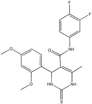 N-(3,4-difluorophenyl)-4-(2,4-dimethoxyphenyl)-6-methyl-2-thioxo-1,2,3,4-tetrahydro-5-pyrimidinecarboxamide 구조식 이미지