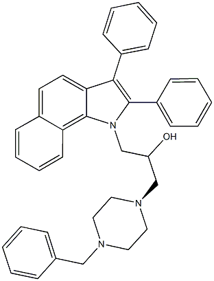 1-(4-benzyl-1-piperazinyl)-3-(2,3-diphenyl-1H-benzo[g]indol-1-yl)-2-propanol 구조식 이미지