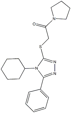 4-cyclohexyl-5-phenyl-4H-1,2,4-triazol-3-yl 2-oxo-2-(1-pyrrolidinyl)ethyl sulfide 구조식 이미지